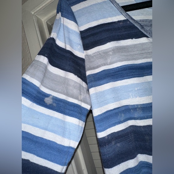 a.n.a Blue White Striped V Neck Long Sleeved Shirt size PXL - Picture 9 of 9